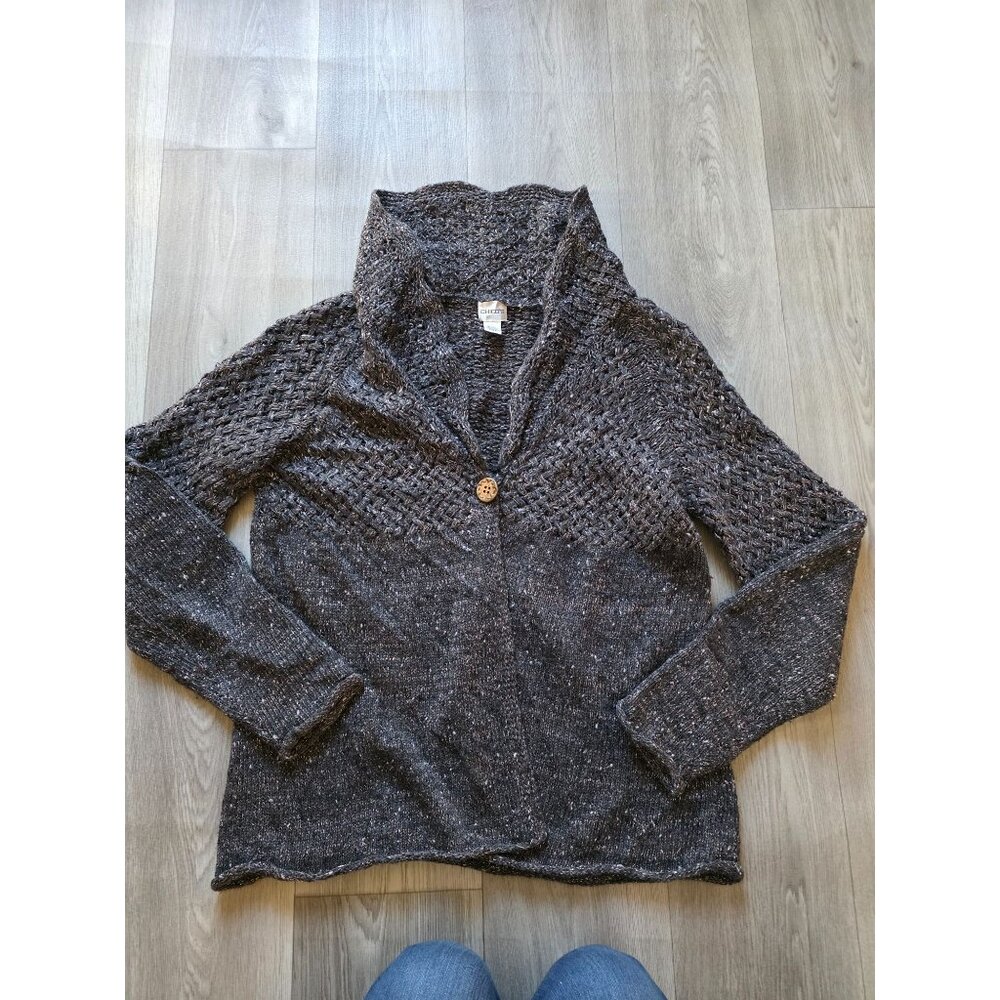 Chicos Womens Wool Blend Knit Cardigan Sweater Size 3 Gray Button Closure XL - Picture 5 of 8
